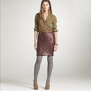 J. Crew Stardust sequin pencil skirt burgundy 0